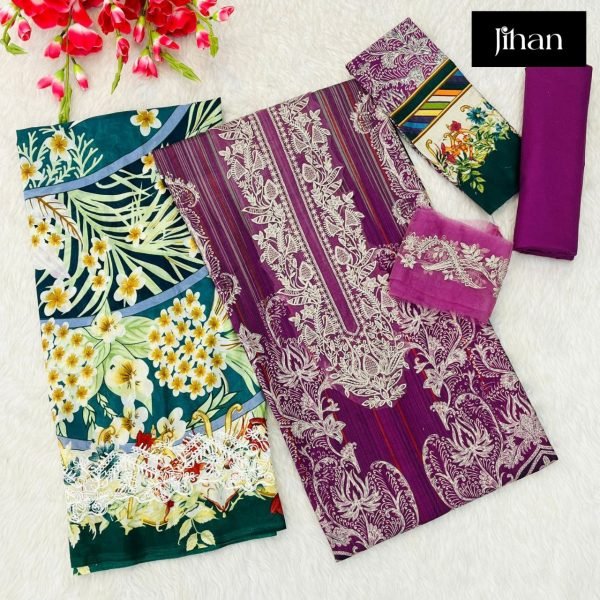Presenting Pure Cotton Print Embroidery Work Suit  Cotton Salwar Kameez Wholesale