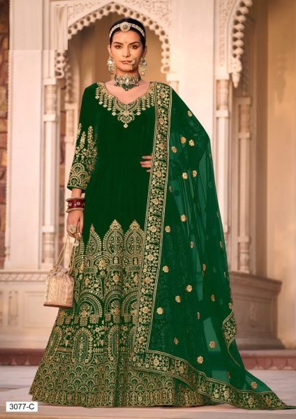 Presenting Velvet Anarkali Collection With Butterfly Net Dupatta Wedding Bridal Dress Wholesale