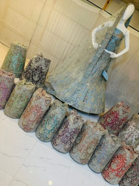  pretty pastel color  diamond  with miror work traditional wedding lehenga collection Bridal Lehenga Choli