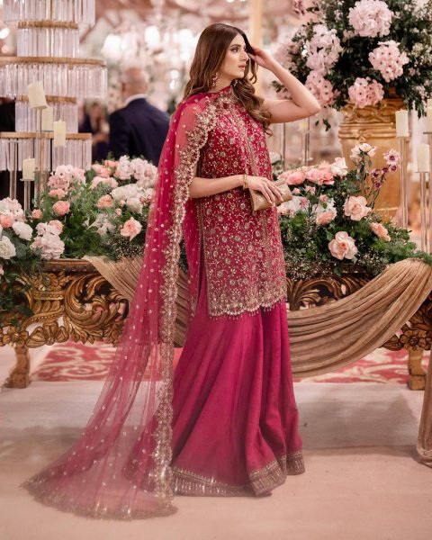 Princess Look Pink Heavy Chinnon Silk Luxury Zari Embroidered Kurti Palazzo Set With Dupatta  Ready To Wear Collection