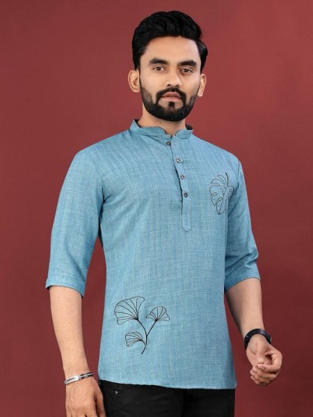 PrintCraft Stylish Digital Printed Jute Cotton Short Kurta for Festive & Casual Vibes Mens Short Kurta