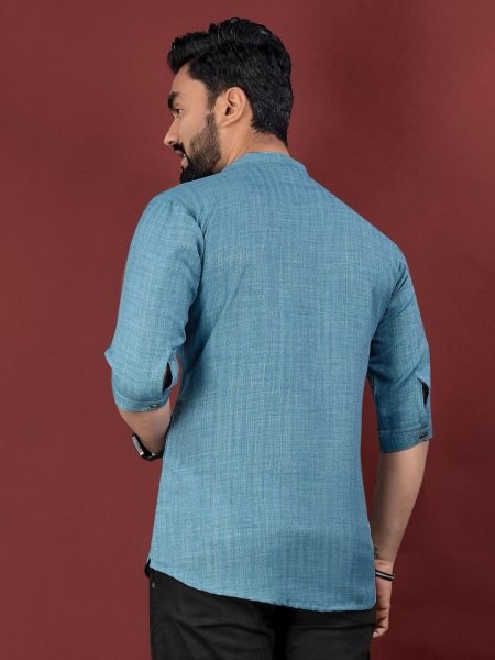 PrintCraft Stylish Digital Printed Jute Cotton Short Kurta for Festive & Casual Vibes Mens Short Kurta