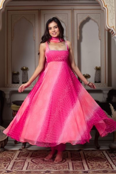 Printed Anarkali Kurta Palazzo Dupatta Set for Women Anarkali Kurtis 