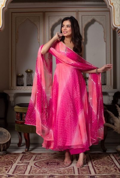 Printed Anarkali Kurta Palazzo Dupatta Set for Women Anarkali Kurtis 