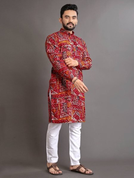 Printed Cotton Kurta and Pajama Set Perfect for Celebrations Kurta Pajama Wholesale