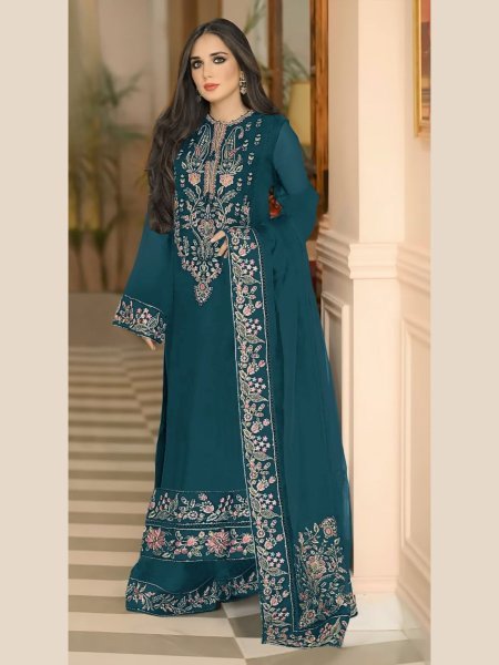 Printed Heavy Pakistani Suit Designer Long Suit with Dull Dupatta Export Quality by Surat Textile Salwar Kameez