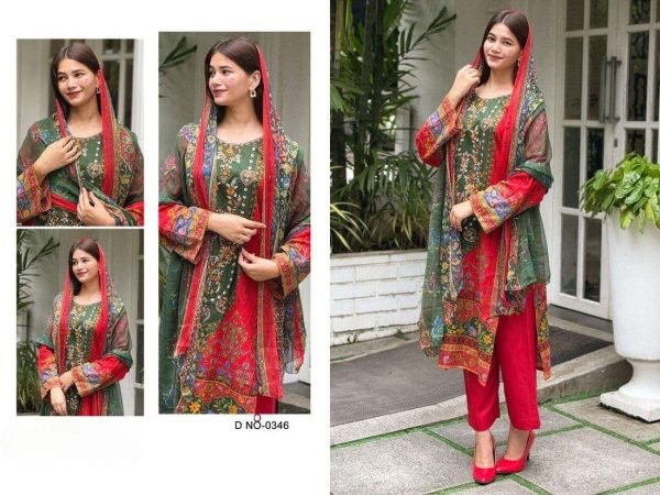 Pristine Red Cotton Embroidered Printed Kurta Set with Matching Dupatta for Bulk Buyers Wholesale Printed Salwar Kameez 