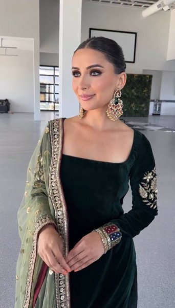 Pristine Viscose Velvet Coding Sequence Embroidered Top with Crepe Silk Pant   Net Dupatta At Manufacturer Rate  Straight Cut Long Kurtis