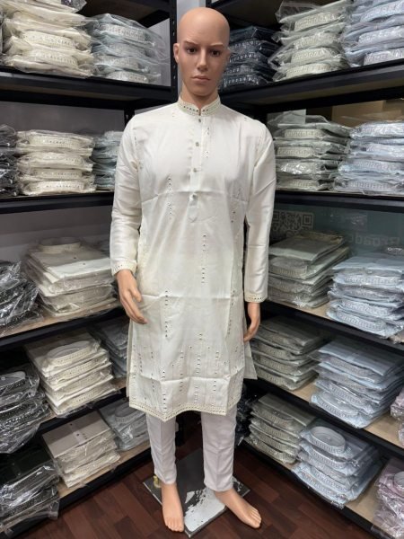 Puja Perfect Timeless White Kurta with Minimal Traditional Touch Mens Wear