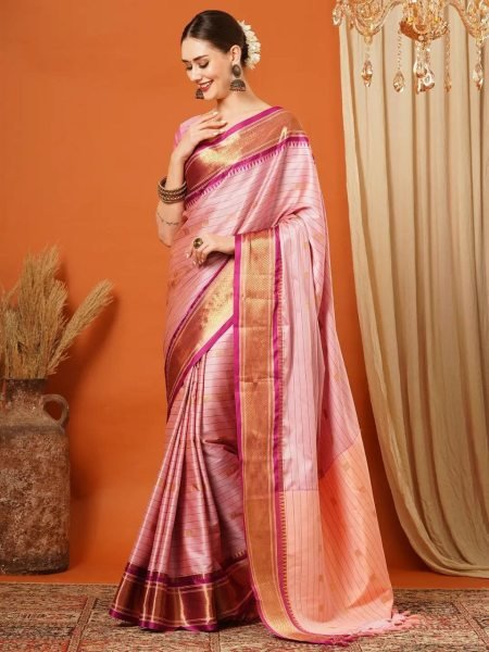 Pure Aura Cotton Silk Saree Contrast Blouse  & Pallu for Festive Elegance Cotton Sarees Wholesale