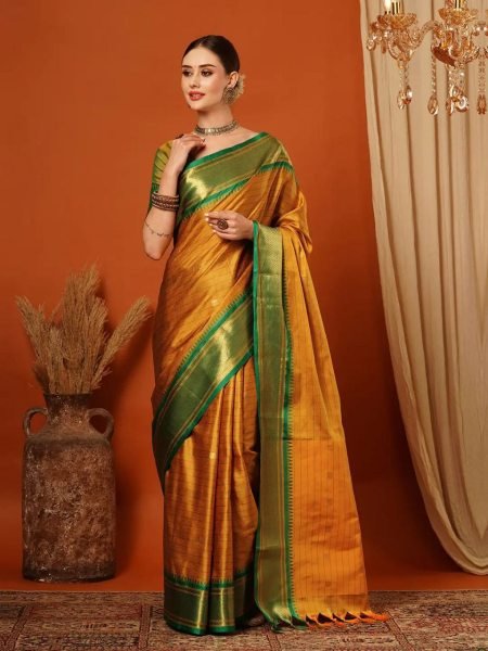 Pure Aura Cotton Silk Saree Contrast Blouse  & Pallu for Festive Elegance Cotton Sarees Wholesale