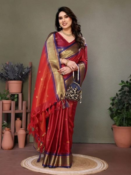 Pure Aura Cotton Silk Saree Contrast Blouse  & Pallu for Festive Elegance Cotton Sarees Wholesale