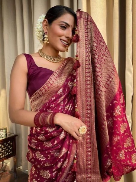 Pure Banarasi Copper Zari Weaving Soft Silk Saree Banarasi Saree Wholesale