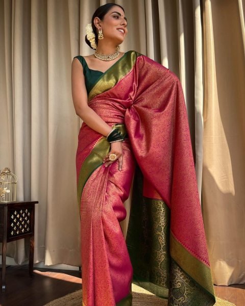 Pure Banarasi Copper Zari Weaving Soft Silk Saree Banarasi Saree Wholesale