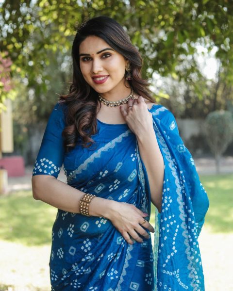 Pure Bandhej Silk Saree With Zari Weaving Rich Tissue Pallu Bandhej Sarees Wholesale