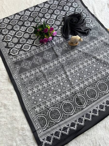 pure black semi gajji silk saree with contrast blouse perfect for graceful occasions Silk Sarees Wholesale