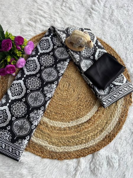 pure black semi gajji silk saree with contrast blouse perfect for graceful occasions Silk Sarees Wholesale