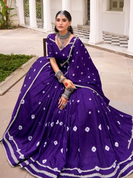 Pure Chanderi Bandhani Print Lehenga Choli with Lace Touch for Festive Ready  Lehenga