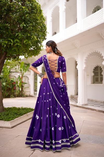 Pure Chanderi Bandhani Print Lehenga Choli with Lace Touch for Festive Ready Designer Lehenga Choli