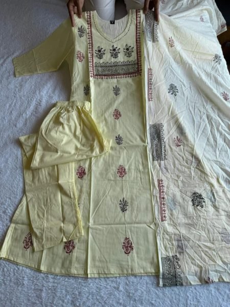 Pure Cotton A Line Kurti Set with Mul Cotton Dupatta Wholesale Collection for Resellers Cotton Kurtis Wholesale