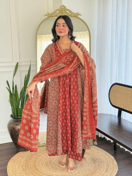 Pure Cotton Anarkali Kurti Palazzo Set with Dupatta for daily wear Cotton Kurtis Wholesale