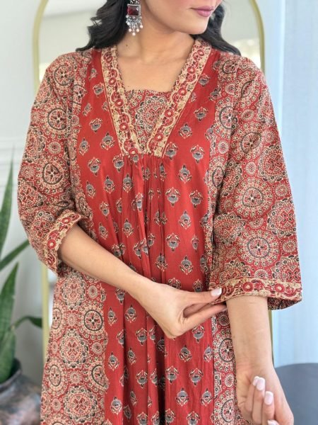 Pure Cotton Anarkali Kurti Palazzo Set with Dupatta for daily wear Cotton Kurtis Wholesale