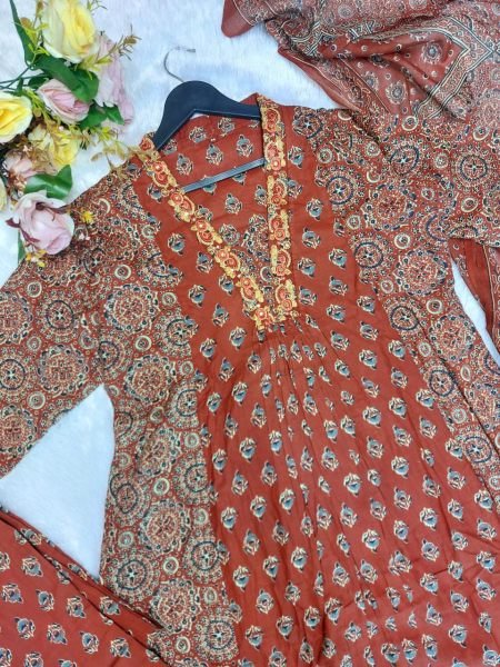 Pure Cotton Anarkali Kurti Palazzo Set with Dupatta for daily wear Cotton Kurtis Wholesale