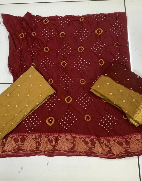  Pure Cotton Bandhni Dress Materail Bandhani Dress Material