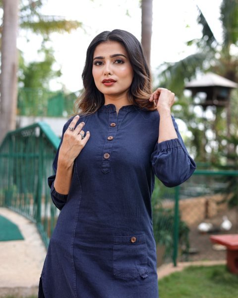 PURE COTTON DENIM WITH STYLISH WASHING EFFECT KURTi  Straight Cut Long Kurtis