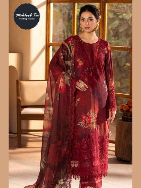 Pure Cotton Embroidered Pakistani Suit with Floral Chiffon Dupatta Perfect for Festive  Salwar Kameez