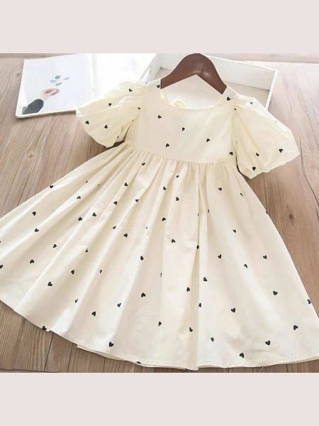 Pure Cotton Off White Frock  Girls Wear