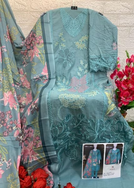 Pure Cotton Pakistani Suit with Embroidered Top   Digital Print Dupatta Set  Pakistani Suits Wholesale