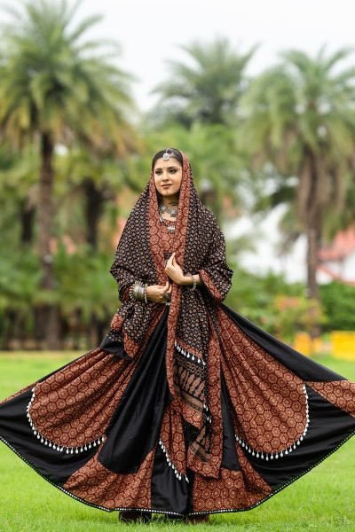 Pure Cotton Printed Lehenga Choli with Gota   Kodi Work Ethnic Festive Wear Navratri Lehnega Choli