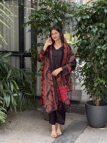 Pure Cotton printed top with heavy embroidery Work Pakistani Suit Royal Export Manufacturing