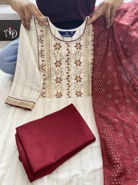 Pure Cotton Round Flared Kurti Pant   Dupatta 3 Piece Kurti Set