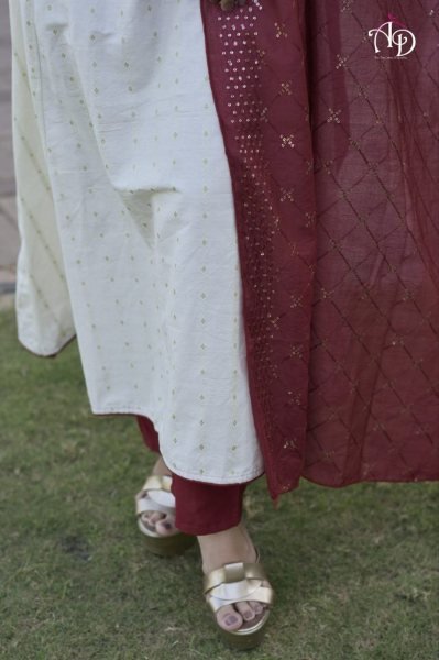 Pure Cotton Round Flared Kurti Pant   Dupatta 3 Piece Kurti Set