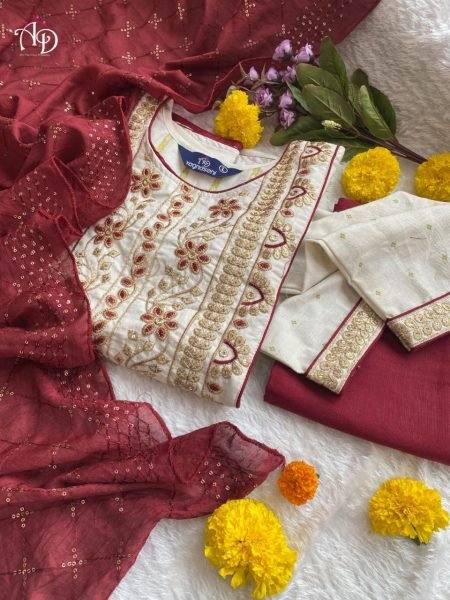 Pure Cotton Round Flared Kurti Pant   Dupatta 3 Piece Kurti Set