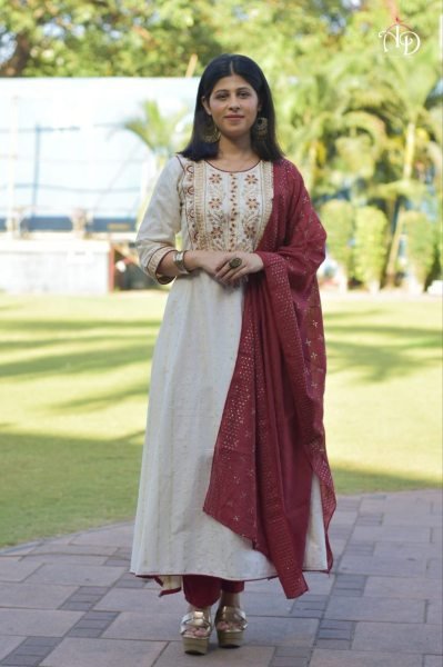 Pure Cotton Round Flared Kurti Pant   Dupatta 3 Piece Kurti Set