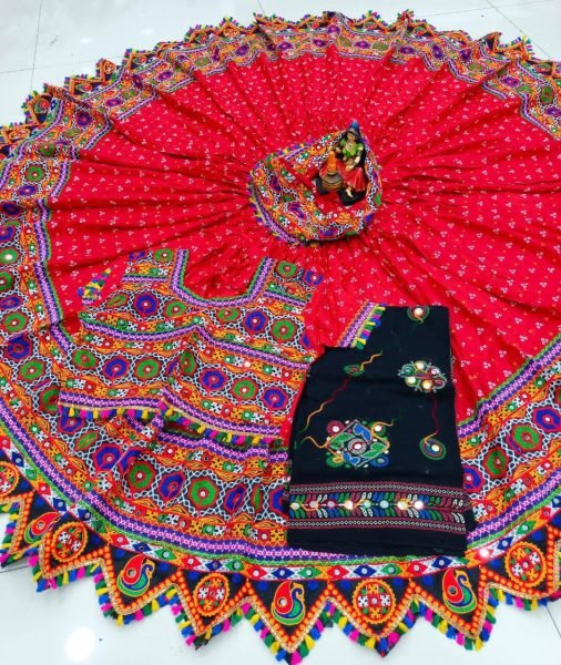 Pure Heavy Rayon Cotton With Bandhani Print Lehenga Choli  Navratri Lehnega Choli