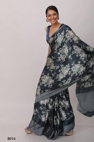 Pure Japan Satin Silk Digital Print Saree with Diamond Silk Blouse Festive   Party Wear Collection at Best in Surat Silk Sarees Wholesale