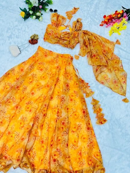  pure Jimmy organza silk blouse with Attached Dupatta fully stitched Lehenga Collection  Designer Lehenga Choli