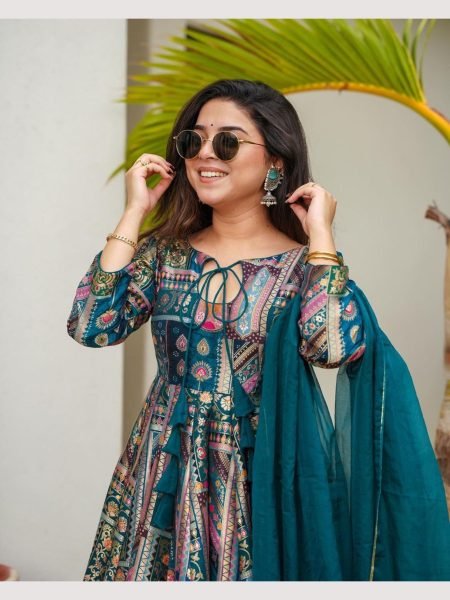 Pure Jimmy Organza  Silk Gown With Dupatta  Anarkali Kurtis 