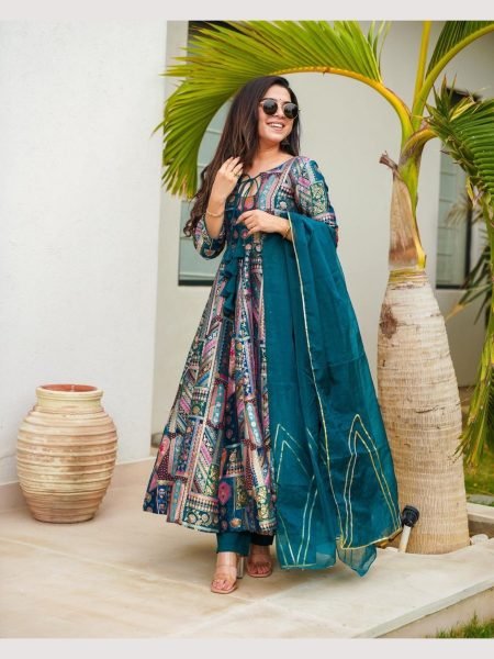 Pure Jimmy Organza  Silk Gown With Dupatta  Anarkali Kurtis 