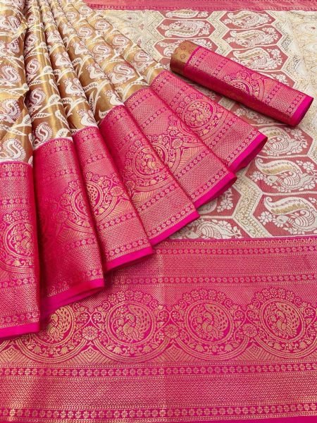 Pure Kanjivaram Silk Saree With Weaving Border Silk Sarees Wholesale