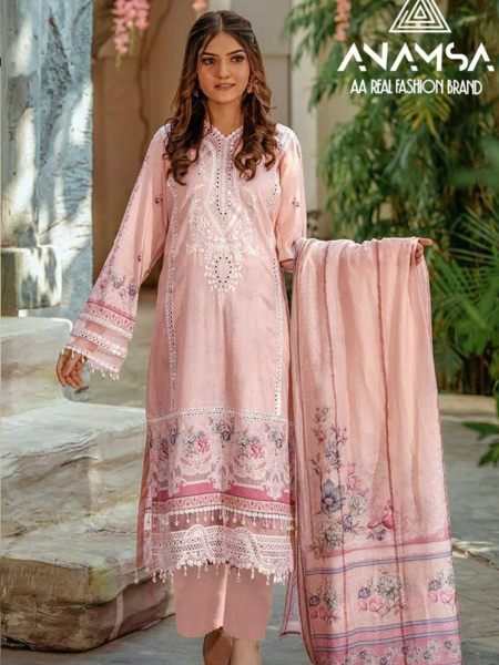 Pure Musline Cotton Digital Print With Self Embroidered Suits  Salwar Kameez