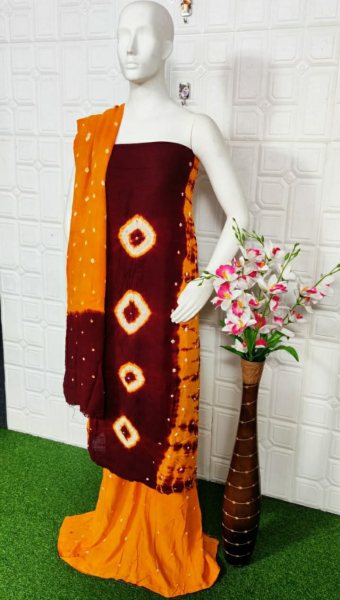  Pure Rayon Bandhni Dress Materail Bandhani Dress Material