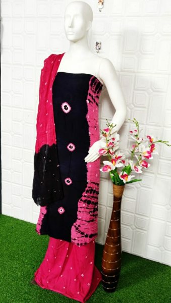  Pure Rayon Bandhni Dress Materail Bandhani Dress Material