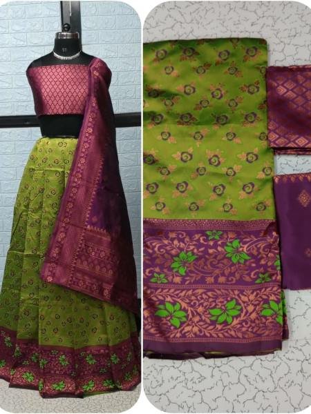 Pure Softy Silk Zari Half Lehenga Saree with Banarasi Dupatta at Manufacturer Rate  Lehenga