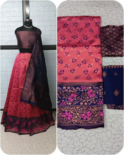 Pure Softy Silk Zari Half Lehenga Saree with Banarasi Dupatta at Manufacturer Rate Half Saree Lehenga