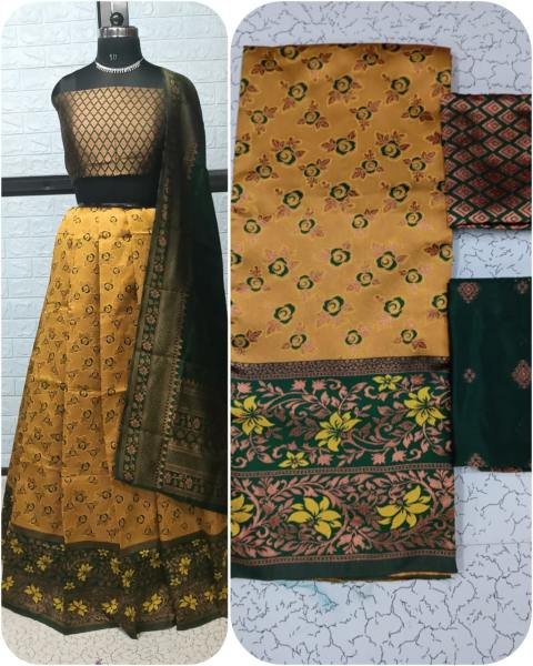 Pure Softy Silk Zari Half Lehenga Saree with Banarasi Dupatta at Manufacturer Rate Half Saree Lehenga